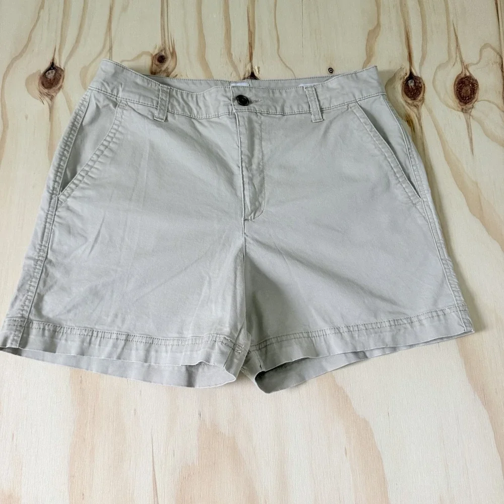 Gap Girlfriend Khaki Shorts Womens 12 Tan Beige Cotton Blend Chino Mid Rise